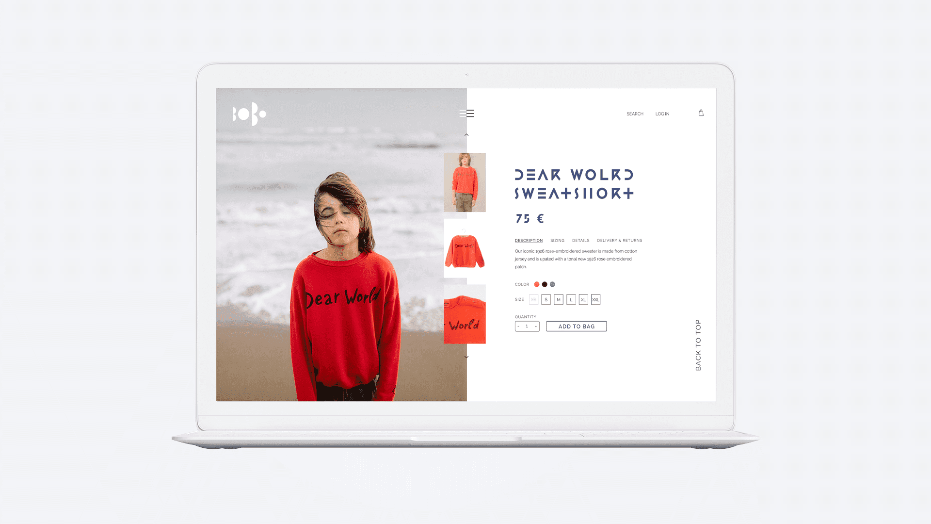 Interface page produit Bobo Choses